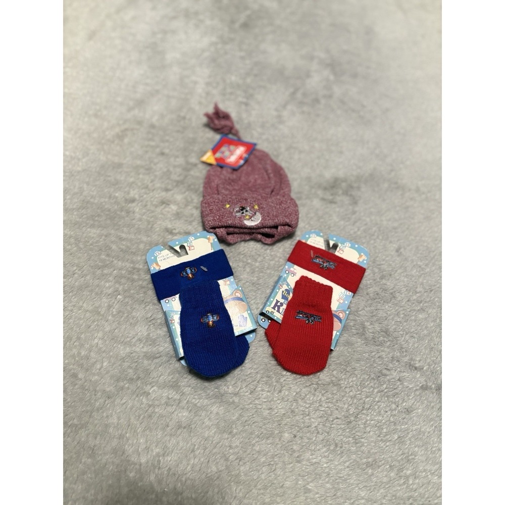 New Vintage Boys‎ Toddler Mini Knit Bits Ski Band Mittens Hat Bundle